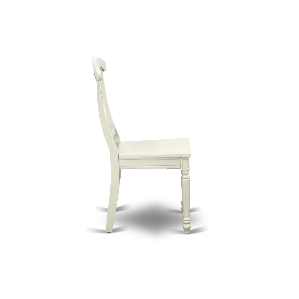 East West Furniture KEC-LWH-W Kenley Dinette Chairs - Napoleon Back Solid Wood Seat Kitchen Chairs