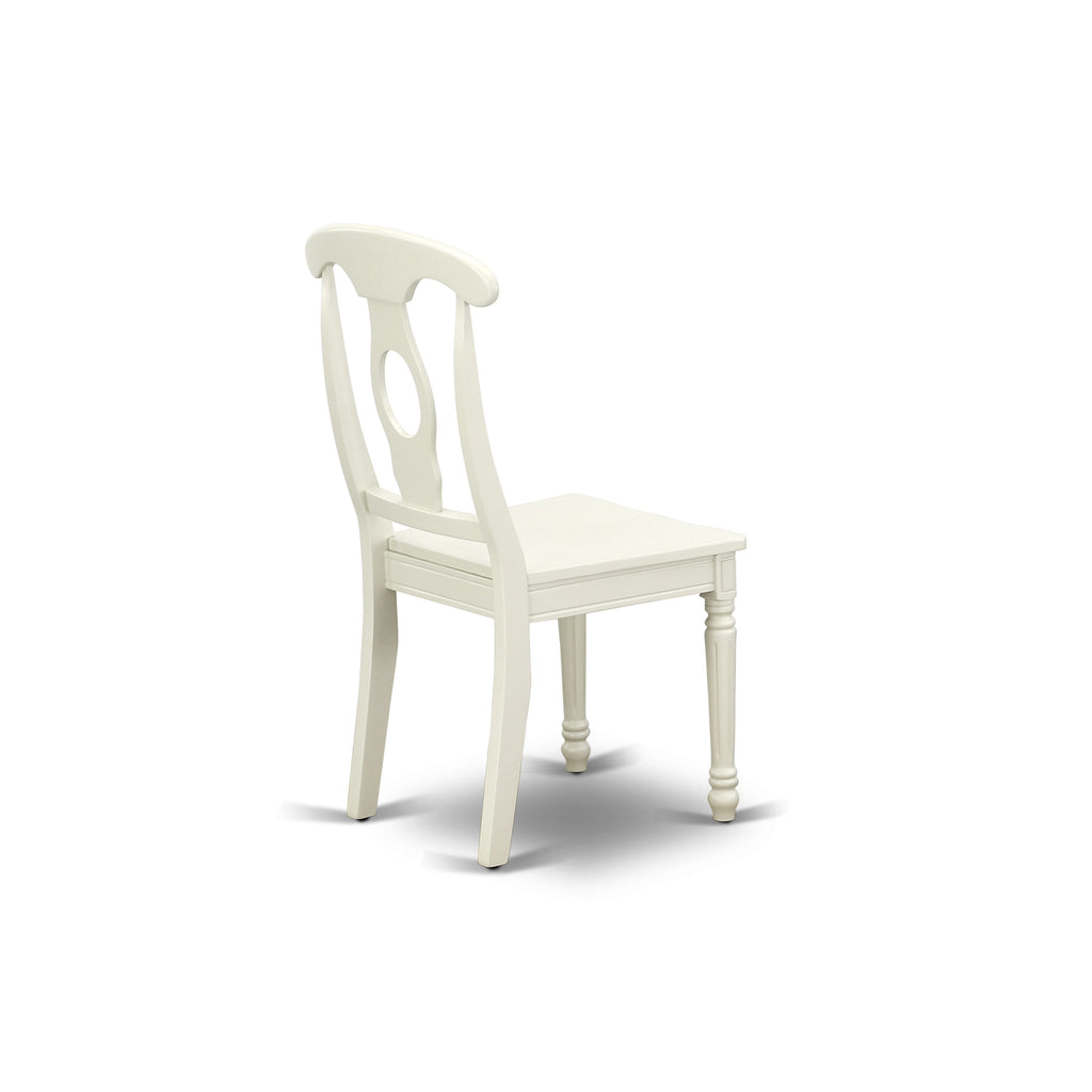 East West Furniture KEC-LWH-W Kenley Dinette Chairs - Napoleon Back Solid Wood Seat Kitchen Chairs