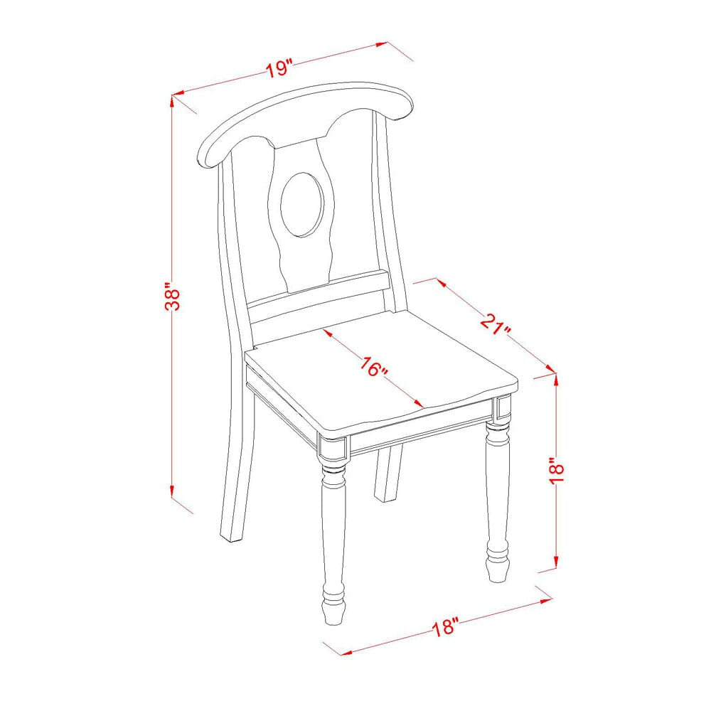 East West Furniture KEC-LWH-W Kenley Dinette Chairs - Napoleon Back Solid Wood Seat Kitchen Chairs