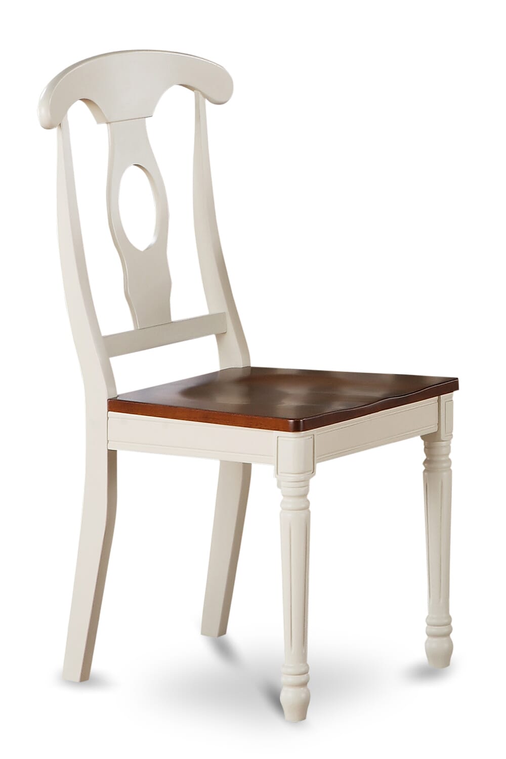 East West Furniture KEC-WHI-W Kenley Kitchen Dining Chairs - Napoleon Back Wood Seat Chairs