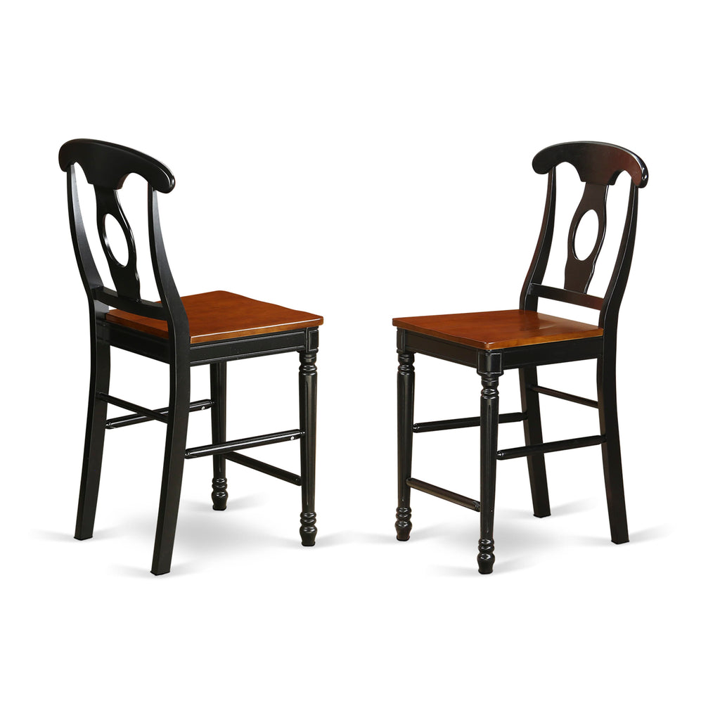 East West Furniture KES-BLK-W Kenley Counter Height Barstools - Napoleon Back Wood Seat Chairs