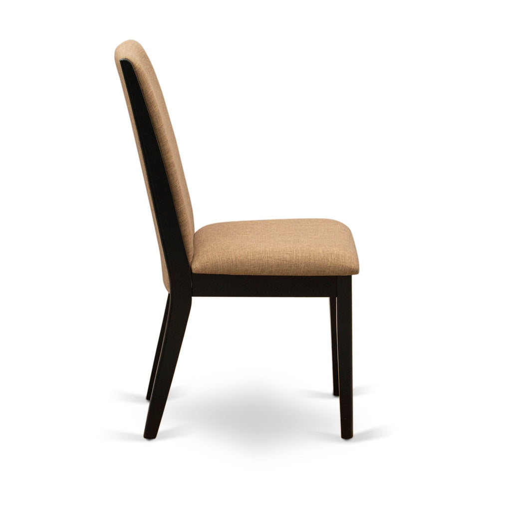 Luxe by East West Furniture NKLA9-SBB-47 9 Pieces Dining set consists of a Rectangular Kitchen Table and 8 Light Sable Linen Fabric Dining Chairs with Black legs - Sand Blasting Black finish