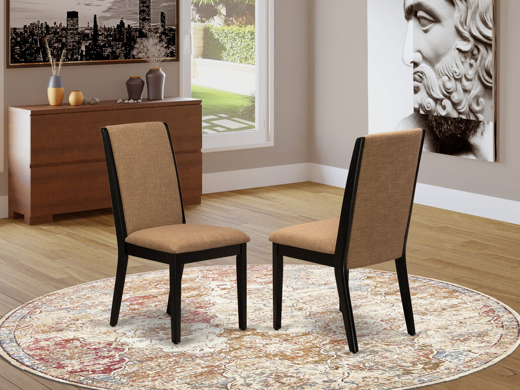 East West Furniture LAP1T47 Lancy Parson Dining Chairs - Light Sable Linen Fabric Upholstered Chairs