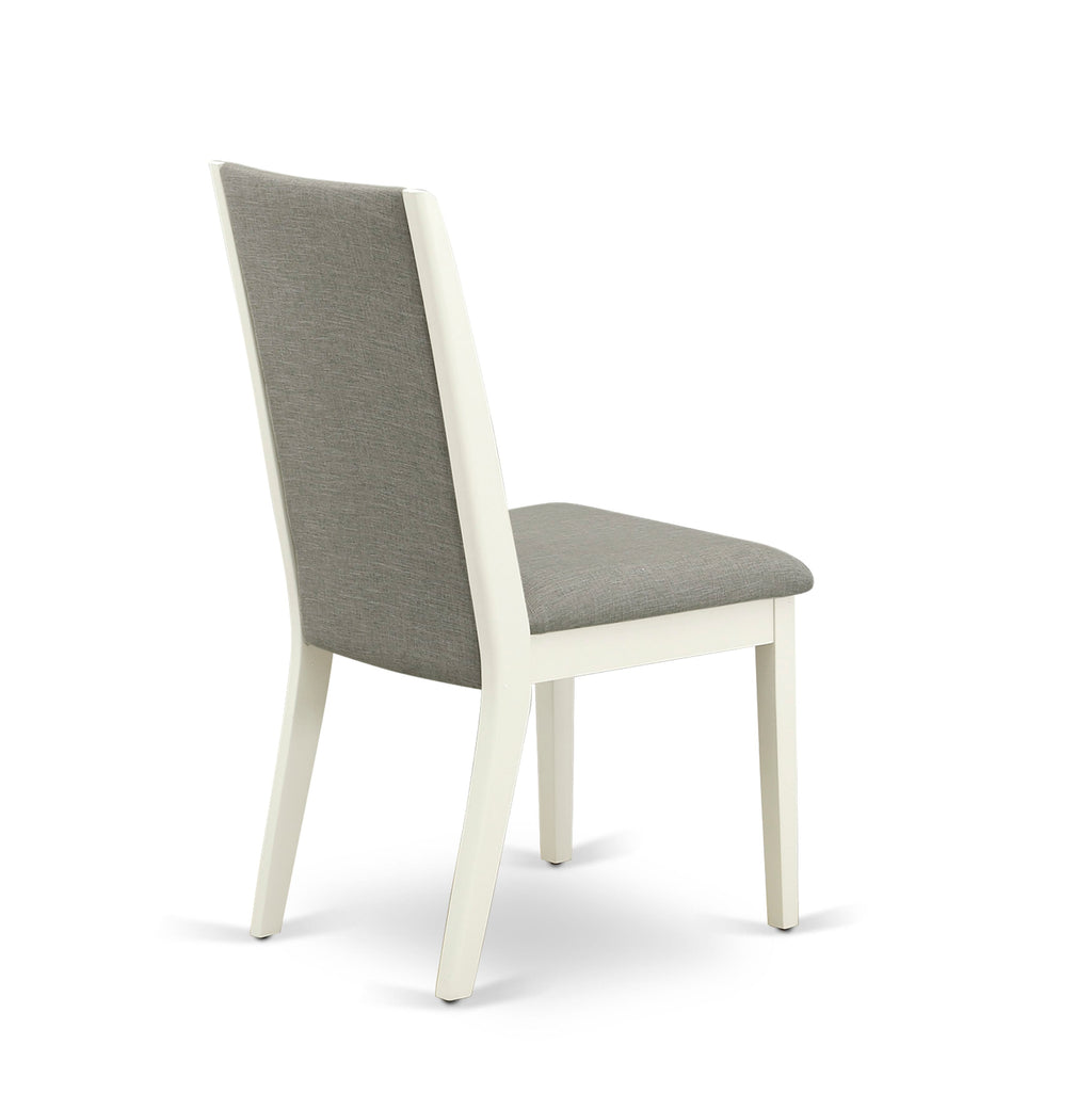East West Furniture V026LA206-7 7-Piece Fashionable Dinette Set an Excellent Linen White Dining Room Table Top and 6 Excellent Linen Fabric Dining Room Chairs with Stylish Chair Back