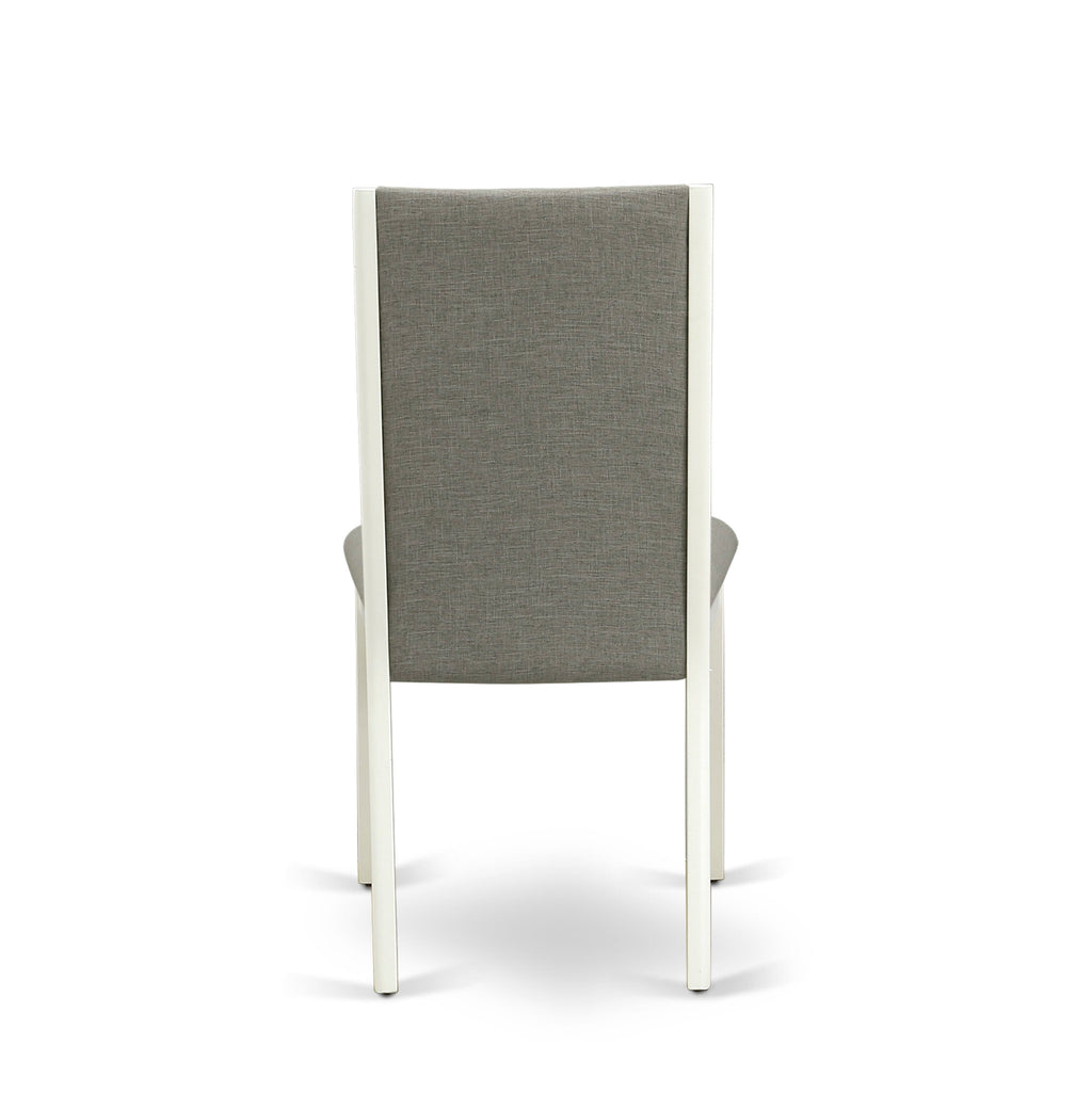 East West Furniture V026LA206-7 7-Piece Fashionable Dinette Set an Excellent Linen White Dining Room Table Top and 6 Excellent Linen Fabric Dining Room Chairs with Stylish Chair Back