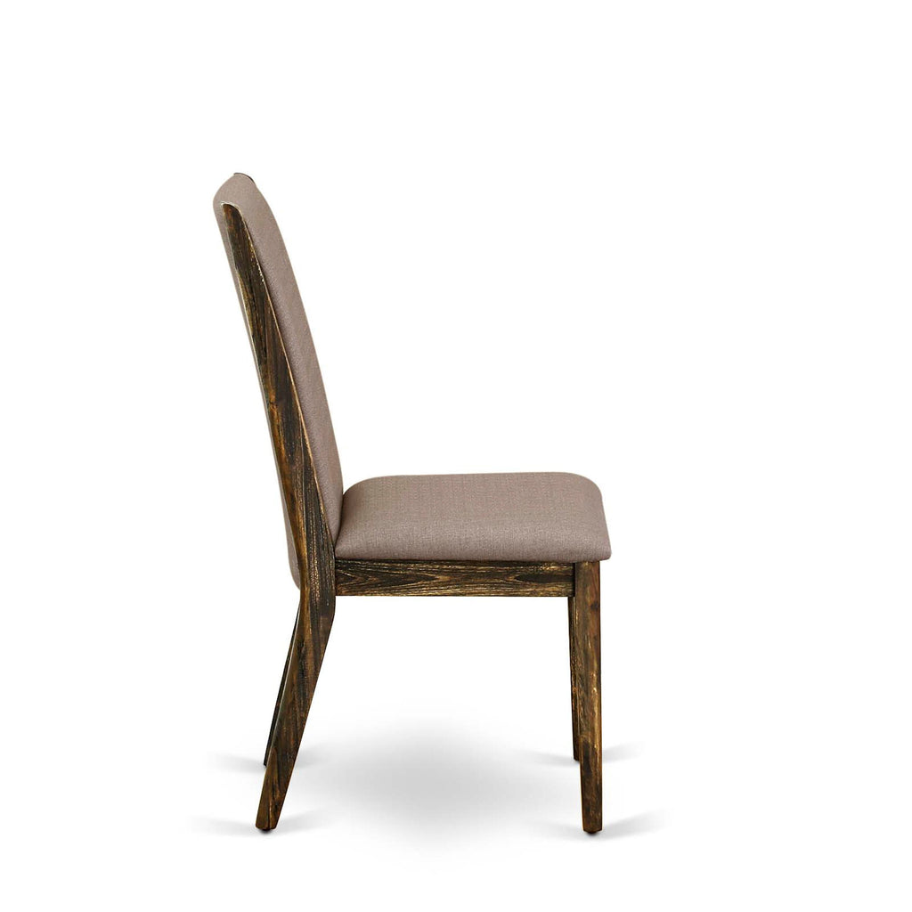East West Furniture LAP7T16 Lancy Parsons Dining Chairs - Dark Khaki Linen Fabric Padded Chairs