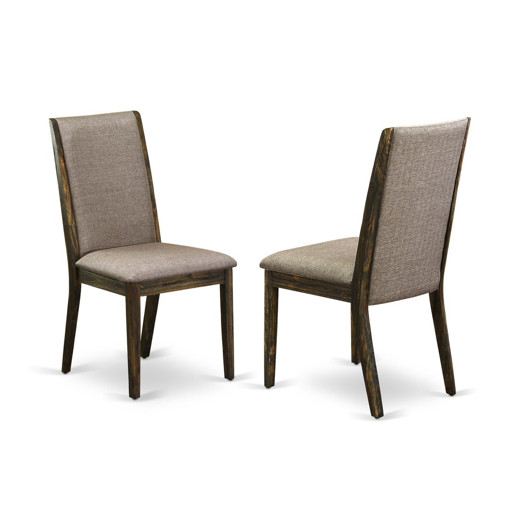 East West Furniture LAP7T16 Lancy Parsons Dining Chairs - Dark Khaki Linen Fabric Padded Chairs