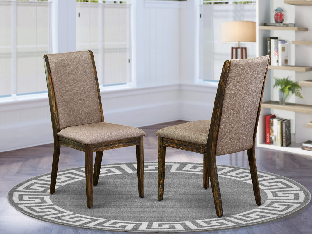 East West Furniture LAP7T16 Lancy Parsons Dining Chairs - Dark Khaki Linen Fabric Padded Chairs