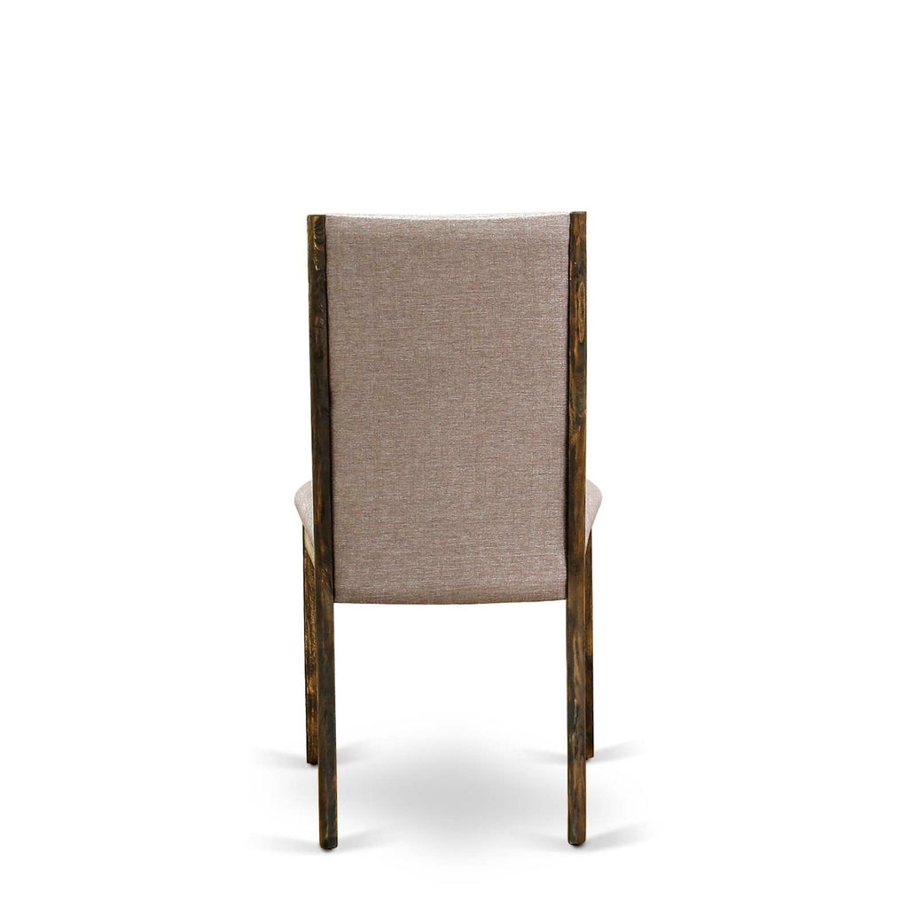 East West Furniture LAP7T16 Lancy Parsons Dining Chairs - Dark Khaki Linen Fabric Padded Chairs