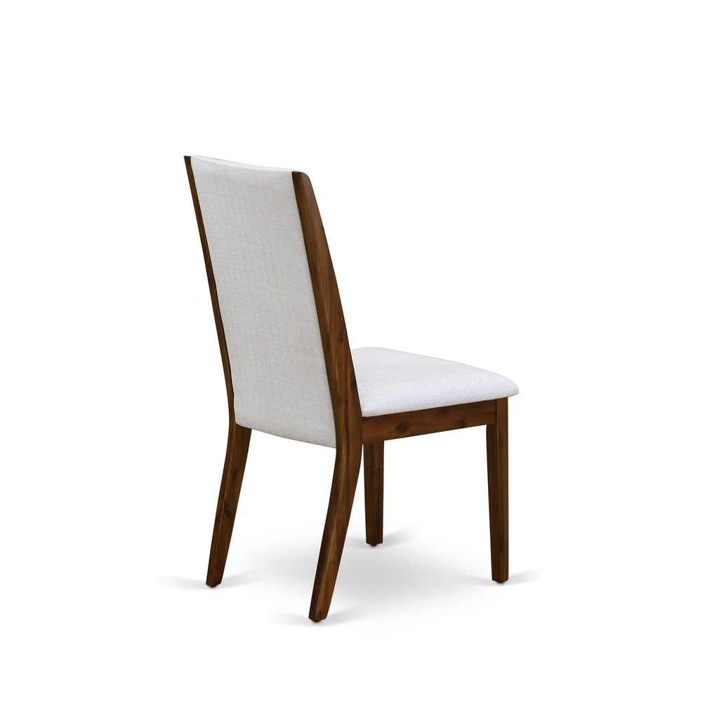 East West Furniture ANLA5-AWA-05 5 Piece Dining Table Set for Small Spaces Contains a Round Kitchen Table with Pedestal and 4 Parson Chairs, 36x36 Inch, Antique Walnut