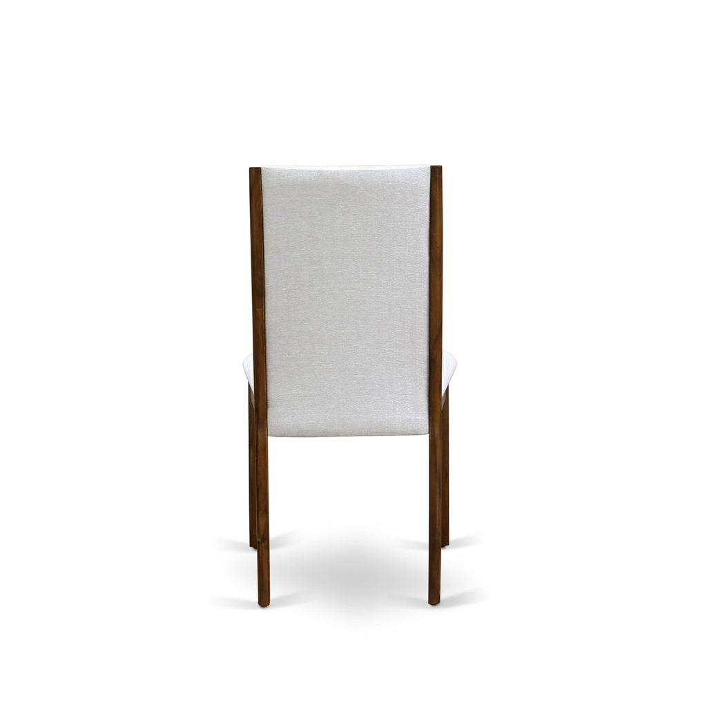 East West Furniture DLLA3-AWA-05 3 Piece Dining Room Table Set Includes a Round Wooden Table with Dropleaf and 2 Upholstered Chairs, 42x42 Inch, Antique Walnut