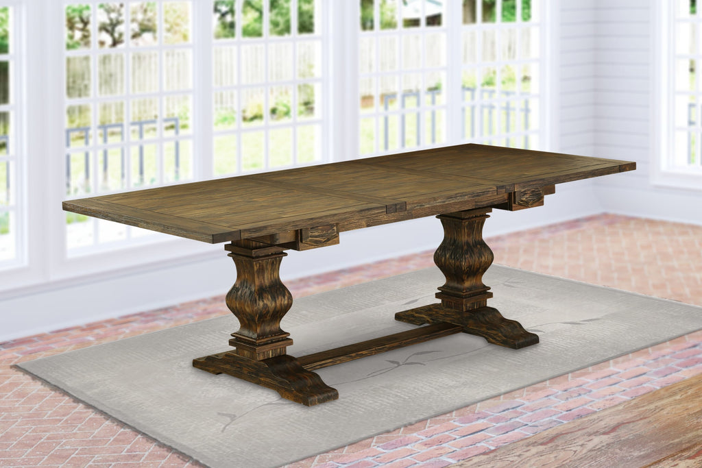 East West Furniture LAT-07-TP Lassale Dining Room Table - a Rectangle kitchen Table Top with Butterfly Leaf & Double Pedestal Base, 42x92 Inch, Jacobean