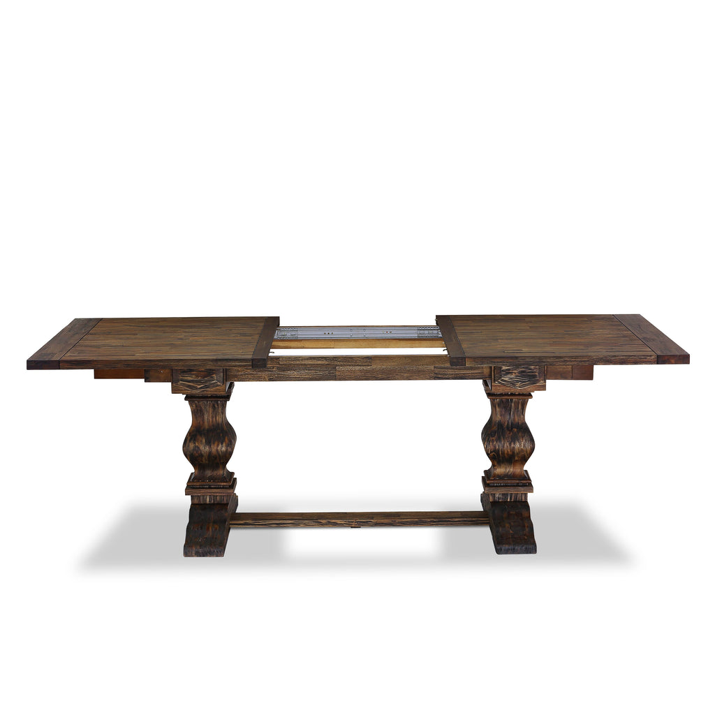 East West Furniture LAT-07-TP Lassale Dining Room Table - a Rectangle kitchen Table Top with Butterfly Leaf & Double Pedestal Base, 42x92 Inch, Jacobean