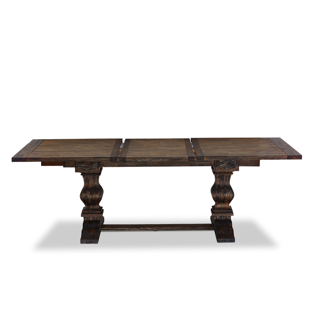 East West Furniture LAT-07-TP Lassale Dining Room Table - a Rectangle kitchen Table Top with Butterfly Leaf & Double Pedestal Base, 42x92 Inch, Jacobean
