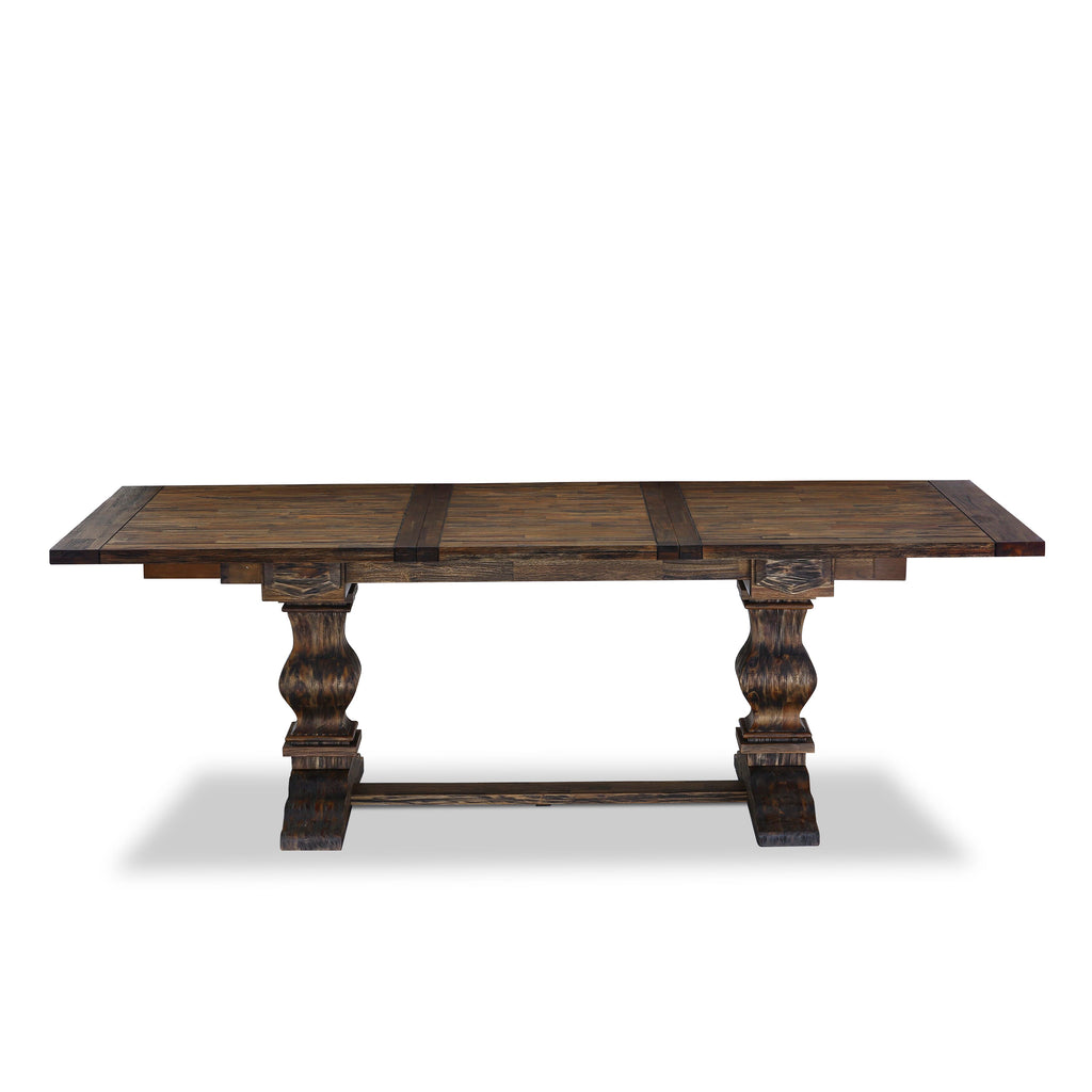 East West Furniture LAT-07-TP Lassale Dining Room Table - a Rectangle kitchen Table Top with Butterfly Leaf & Double Pedestal Base, 42x92 Inch, Jacobean