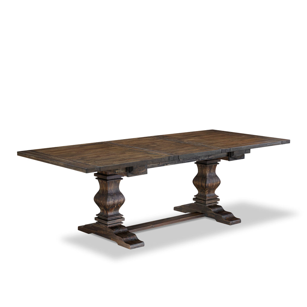 East West Furniture LAT-07-TP Lassale Dining Room Table - a Rectangle kitchen Table Top with Butterfly Leaf & Double Pedestal Base, 42x92 Inch, Jacobean