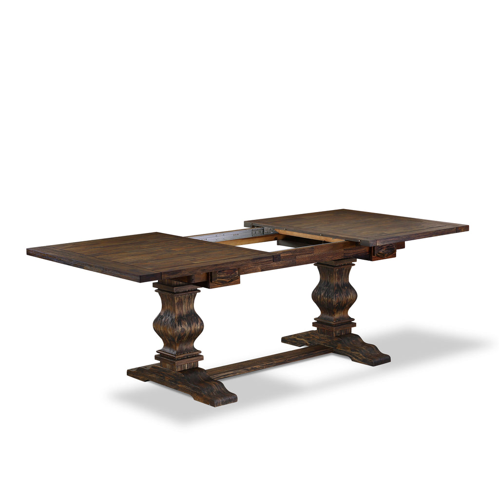 East West Furniture LAT-07-TP Lassale Dining Room Table - a Rectangle kitchen Table Top with Butterfly Leaf & Double Pedestal Base, 42x92 Inch, Jacobean