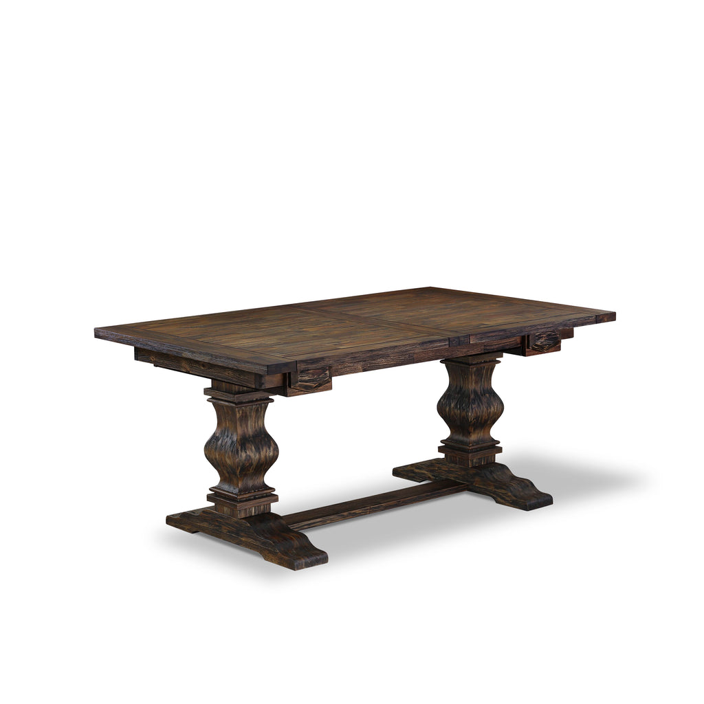 East West Furniture LAT-07-TP Lassale Dining Room Table - a Rectangle kitchen Table Top with Butterfly Leaf & Double Pedestal Base, 42x92 Inch, Jacobean