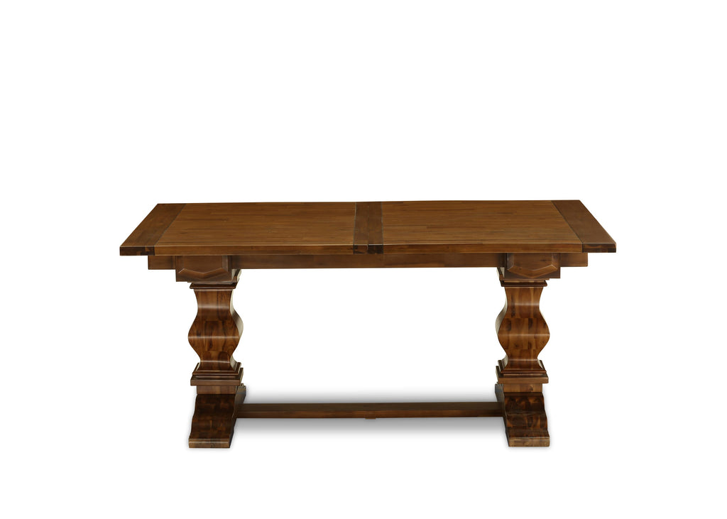 East West Furniture LALA11-81-47 11-Pieces Dinner Table Set - A Removable leaf Double Pedestal Dining Table and 10 Light Sable Linen Fabric Upholstered Chairs with High Back - Antique Walnut Finish