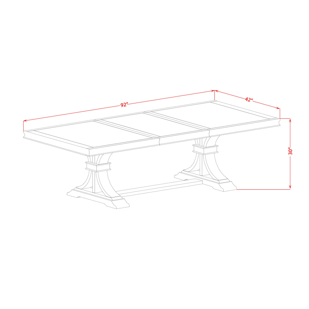 Luxe by East West Furniture - LET-AWA-TP - a wooden dining table with removable rectangular tabletop  Antique Walnut Finish