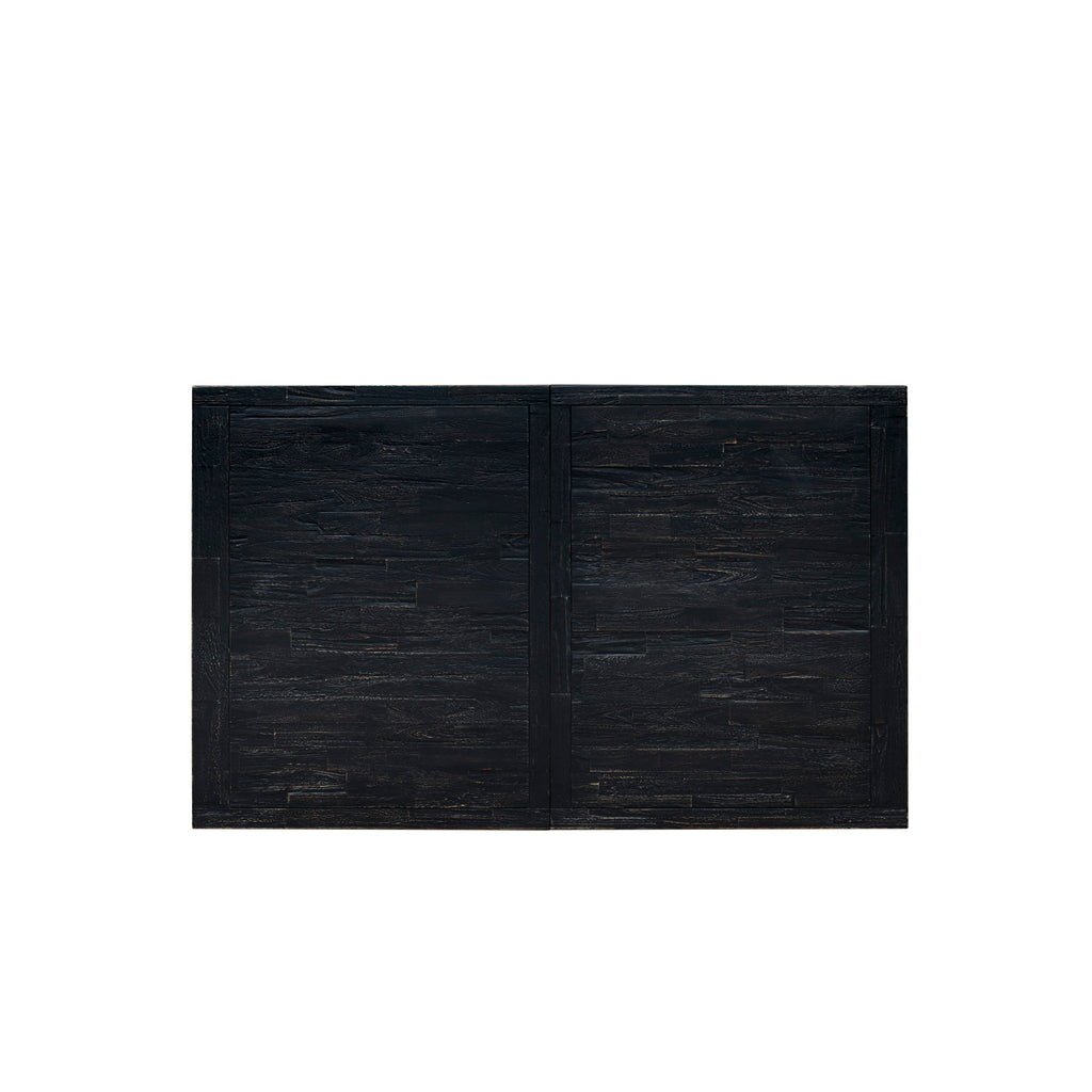 Luxe by East West Furniture LEDA9-SBB-29 - 9-piece kitchen set includes a dining table and 8 Navy Blue Faux Leather dining Chairs with Button Tufted Chair Back - Sand Blasting Black Finish.