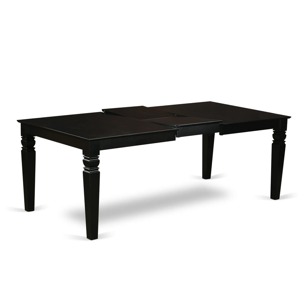 LGT-BLK-T Logan 42x84 Rectangular Dining Table with 18 Butterfly Leaf - Black Color