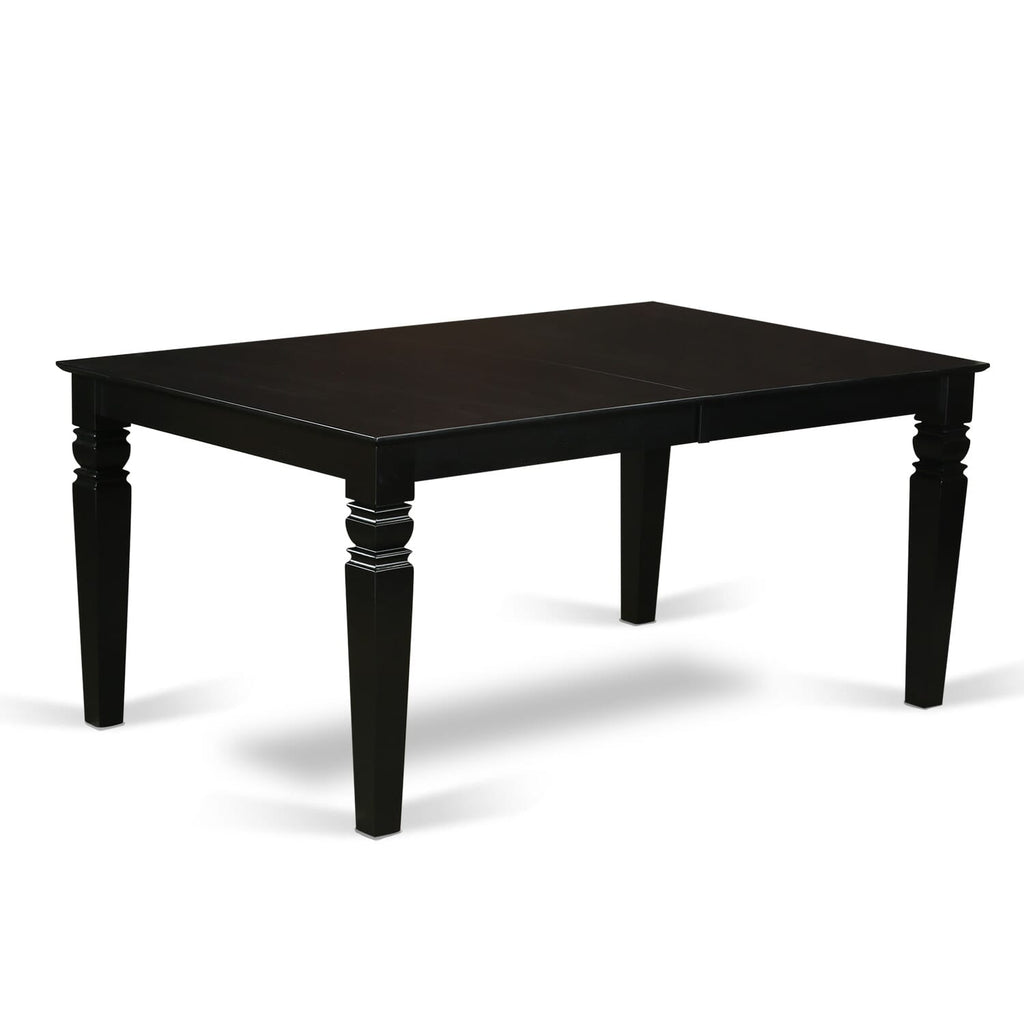 LGT-BLK-T Logan 42x84 Rectangular Dining Table with 18 Butterfly Leaf - Black Color