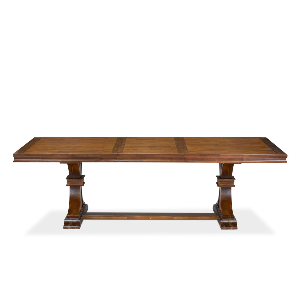 Luxe by East West Furniture LKVE7-AWA-24 7-piece Mid-Century Dining Table Set consists of a Kitchen Table and 6 Black Linen Fabric Dinner Chairs with Button tufted Back - Antique Walnut Finish