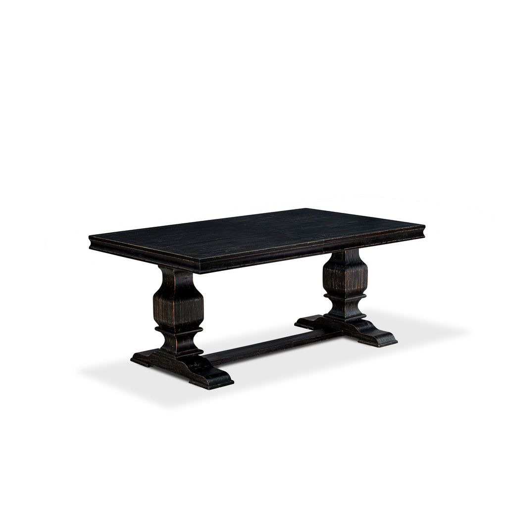 Luxe by East West Furniture - LKT-SBB-TP - a wooden Dining Table with Removable Rectangular tabletop  Sand Blasting Black Finish