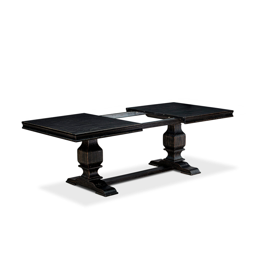 Luxe by East West Furniture - LKT-SBB-TP - a wooden Dining Table with Removable Rectangular tabletop  Sand Blasting Black Finish