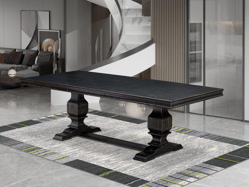 Luxe by East West Furniture - LKT-SBB-TP - a wooden Dining Table with Removable Rectangular tabletop  Sand Blasting Black Finish