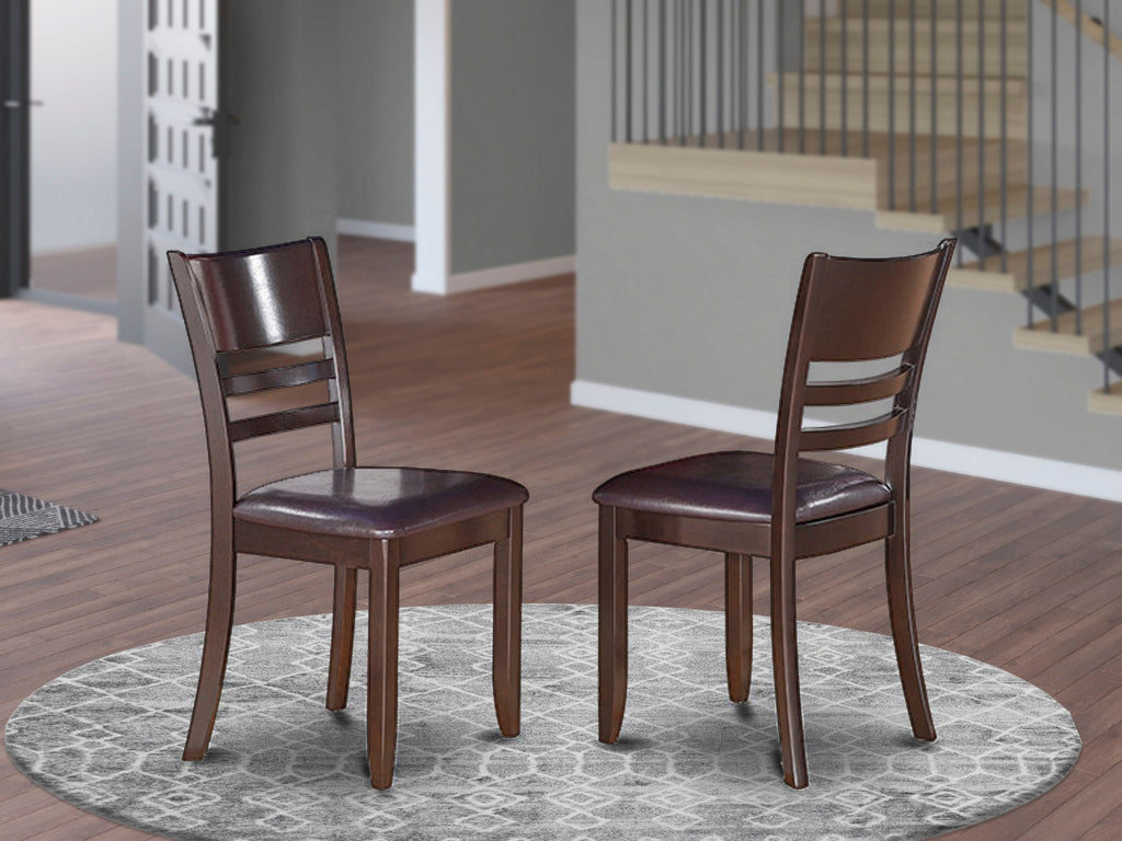 East West Furniture LYC-CAP-LC Lynfield Dining Room Chairs - Faux Leather Upholstered Wooden Chairs