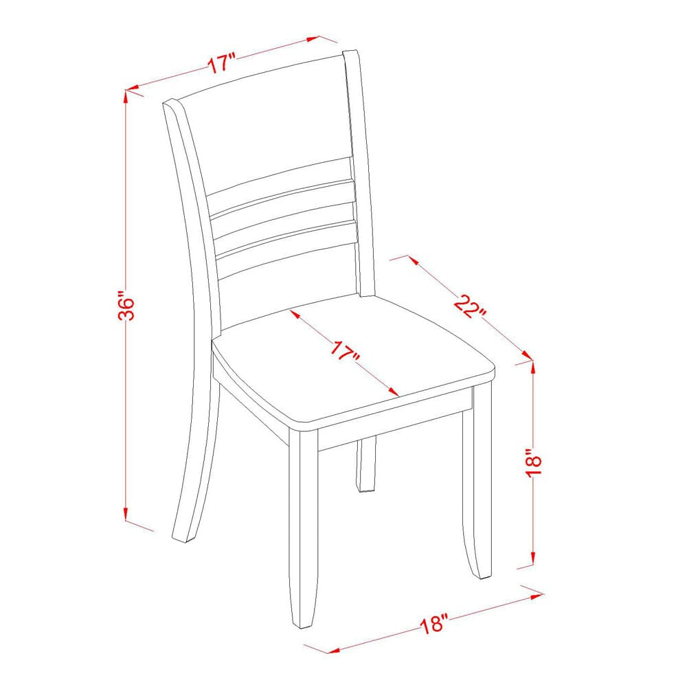 East West Furniture LYC-CAP-W Lynfield Dining Room Chairs - Ladder Back Solid Wood Seat Chairs