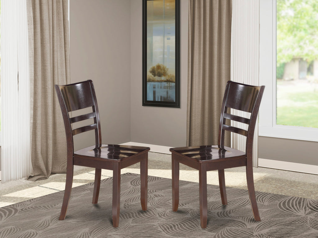 East West Furniture LYC-CAP-W Lynfield Dining Room Chairs - Ladder Back Solid Wood Seat Chairs