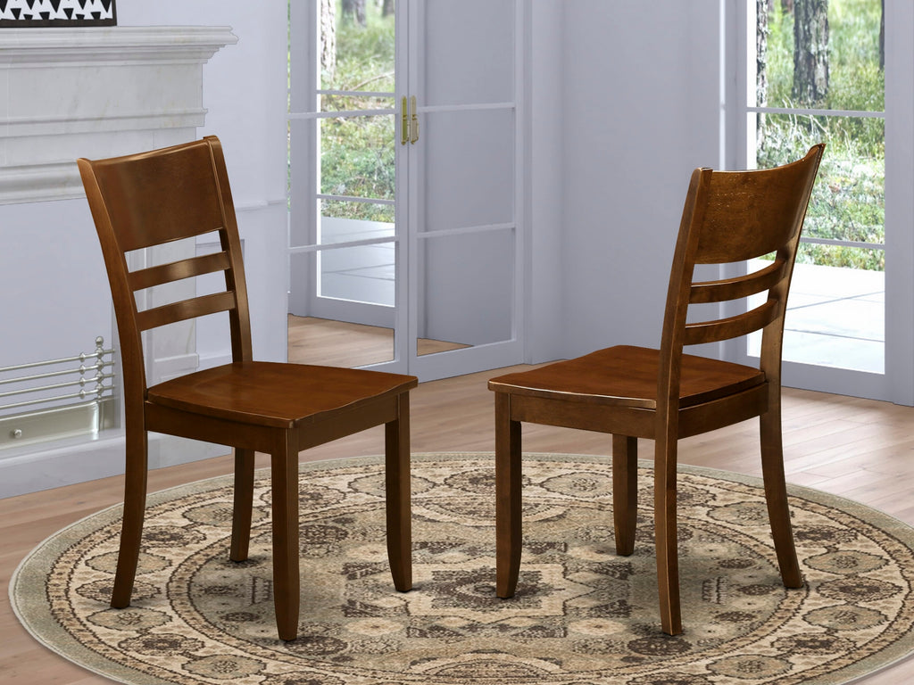 East West Furniture LYC-ESP-W Lynfield Dining Chairs - Ladder Back Wood Seat Kitchen Chairs