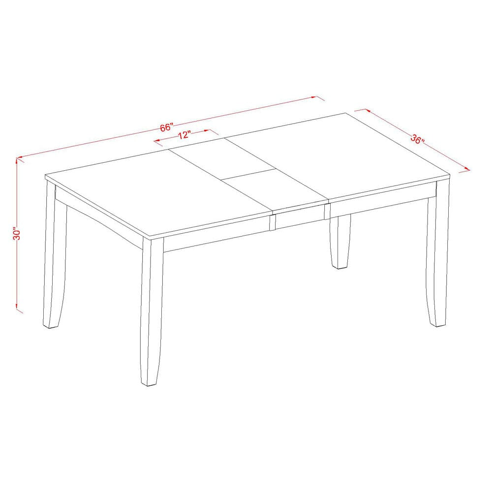 East West Furniture LYT-CAP-T Lynfield Kitchen Table - a Rectangle Dining Table Top with Butterfly Leaf