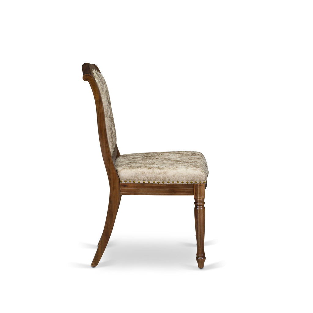 Luxe by East West Furniture - MAC-AWA-36 - Upholstered Dining Chairs with Light Beige PU Leather Padded Chairs, set of 2, Antique Walnut Finish