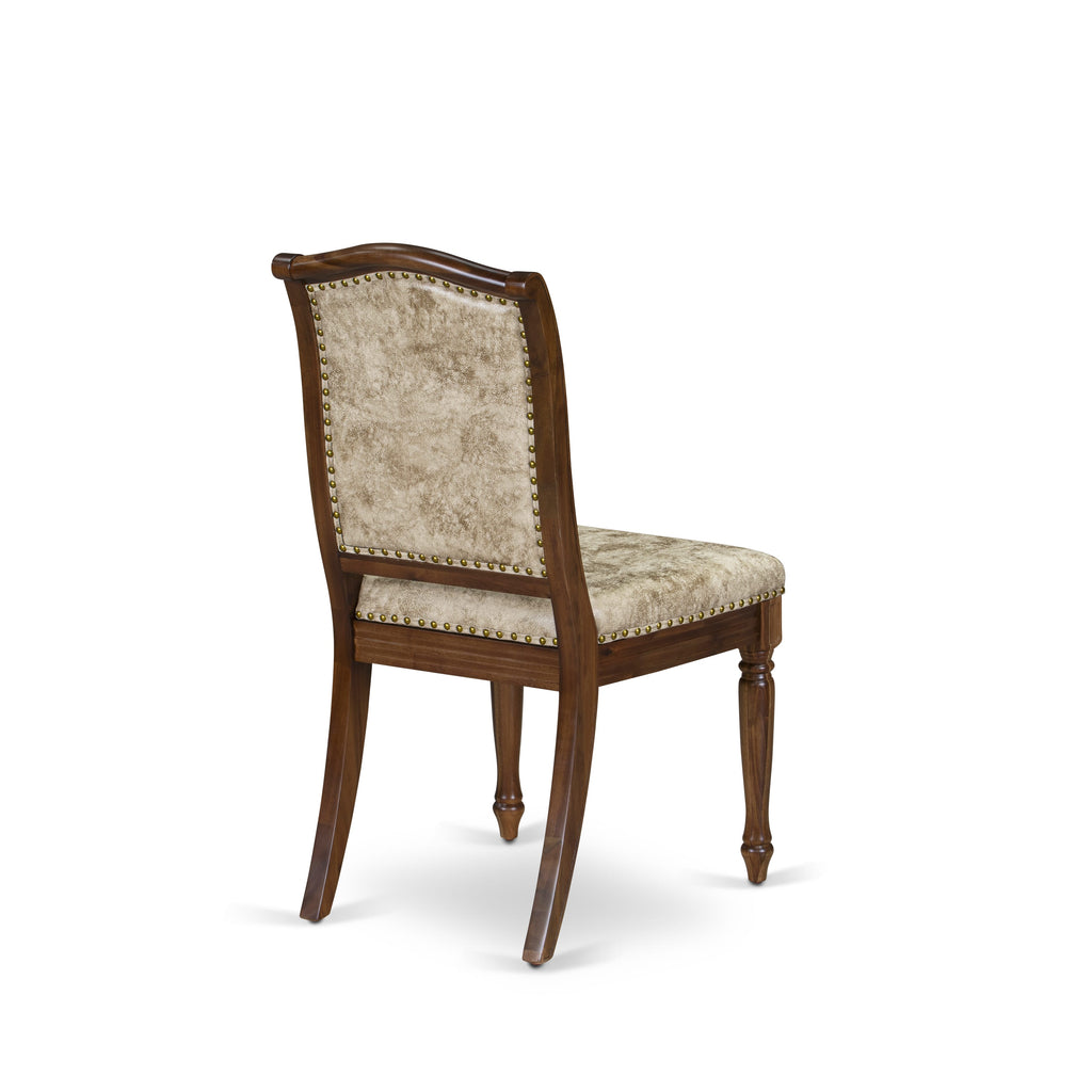 Luxe by East West Furniture NEMA9-AWA-36 9 Pieces Modern Dining set includes a Rectangular Modern Dining Table and 8 Light Beige PU Leather Kitchen Chairs, Antique Walnut finish