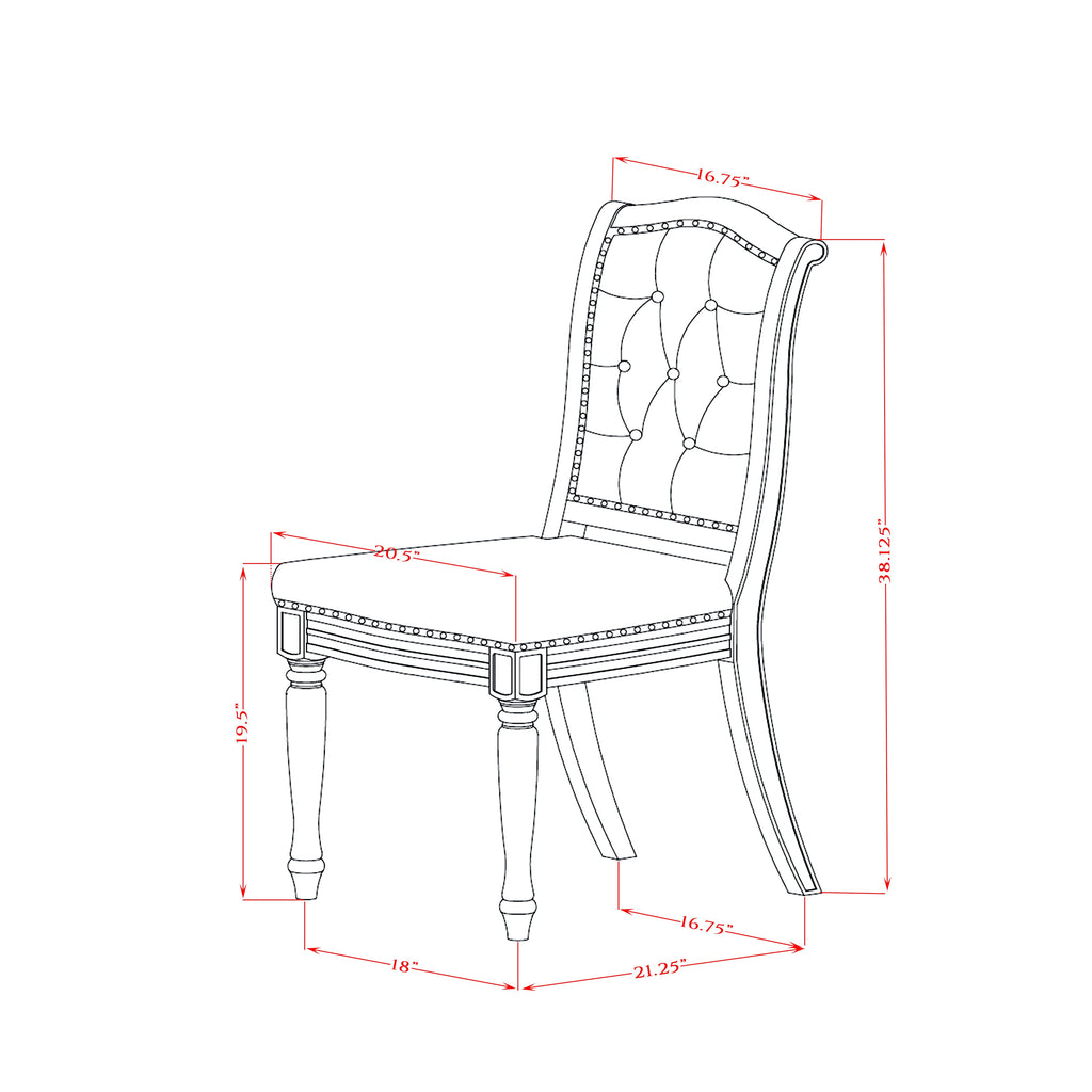 Luxe by East West Furniture - MAC-AWA-36 - Upholstered Dining Chairs with Light Beige PU Leather Padded Chairs, set of 2, Antique Walnut Finish
