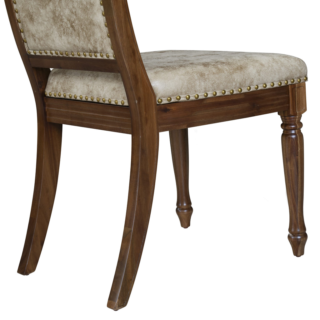 Luxe by East West Furniture - MAC-AWA-36 - Upholstered Dining Chairs with Light Beige PU Leather Padded Chairs, set of 2, Antique Walnut Finish