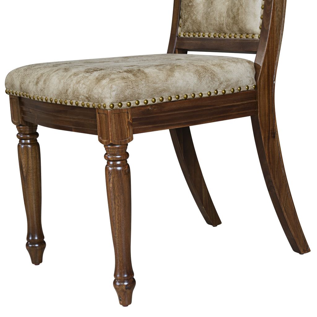 Luxe by East West Furniture - MAC-AWA-36 - Upholstered Dining Chairs with Light Beige PU Leather Padded Chairs, set of 2, Antique Walnut Finish