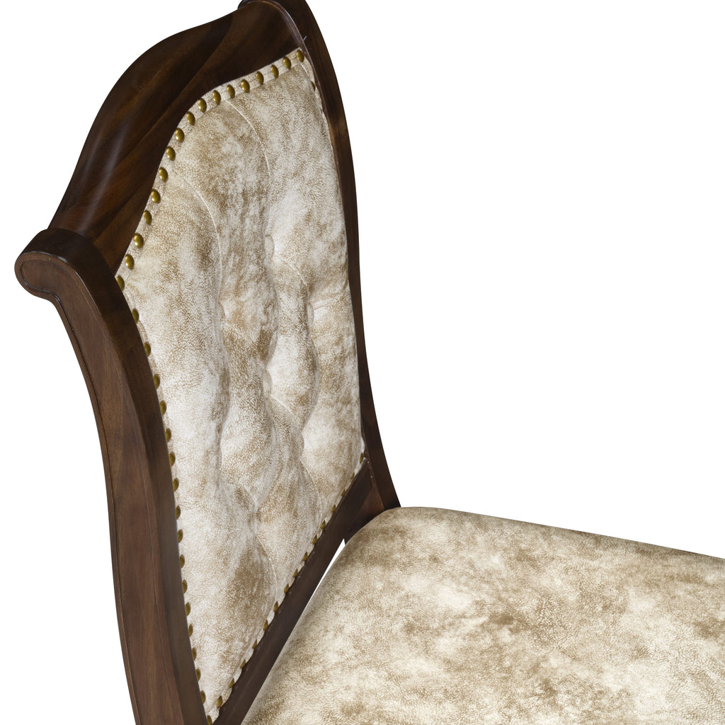 Luxe by East West Furniture - MAC-AWA-36 - Upholstered Dining Chairs with Light Beige PU Leather Padded Chairs, set of 2, Antique Walnut Finish