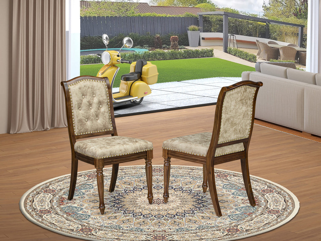 Luxe by East West Furniture NEMA7-AWA-36 7 Pieces Dining Room set includes a Rectangular Dining Table and 6 Light Beige PU Leather Kitchen Chairs, Antique Walnut finish