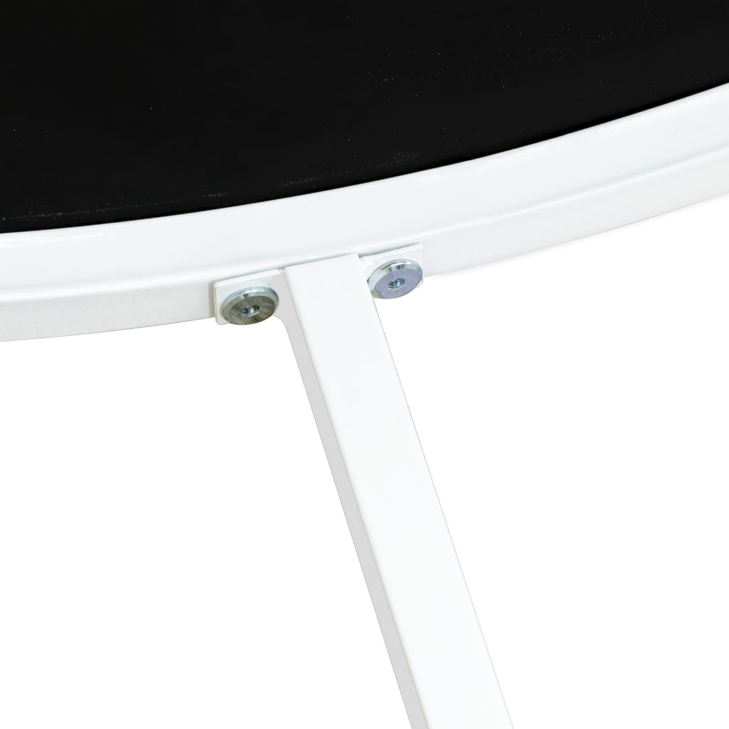 East West Furniture MDCTW02 - Madison Round Coffee Table for Living Room, Mid Century Modern Coffee Table in Powder Coating Linen white Color and Linen white Wood Laminate