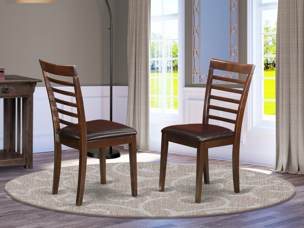 East West Furniture MLC-MAH-LC Milan  Dining Chairs - Faux Leather Upholstered Wooden Chairs