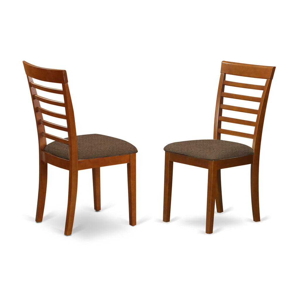 East West Furniture MLC-SBR-C Milan  Dining Chairs - Linen Fabric Upholstered Wood Chairs