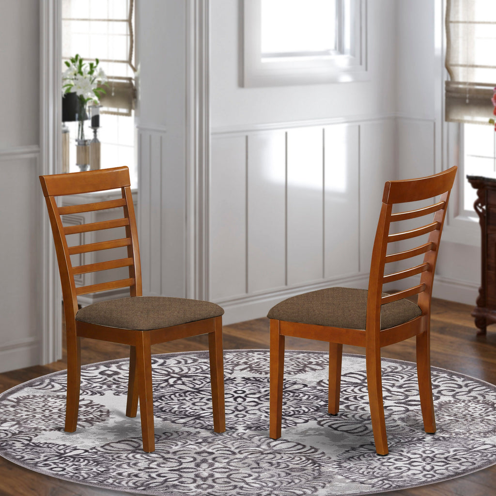 East West Furniture MLC-SBR-C Milan  Dining Chairs - Linen Fabric Upholstered Wood Chairs