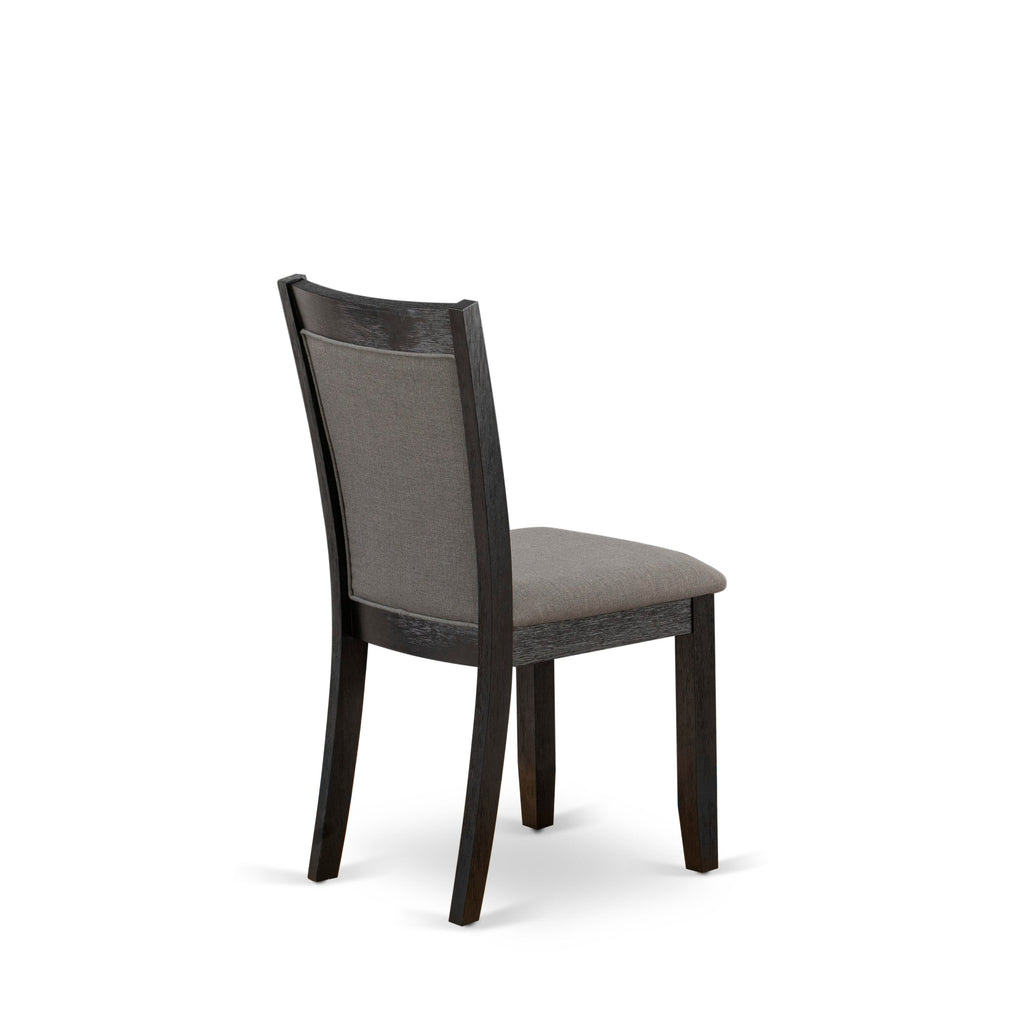 East West Furniture MZC6T50 Mid Century Modern Dining Chairs - Dark Gotham Grey Linen Fabric Seat and High Chair Back - Wire Brushed Black Finish (SET OF 2)