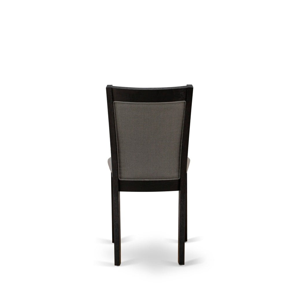 East West Furniture MZC6T50 Mid Century Modern Dining Chairs - Dark Gotham Grey Linen Fabric Seat and High Chair Back - Wire Brushed Black Finish (SET OF 2)
