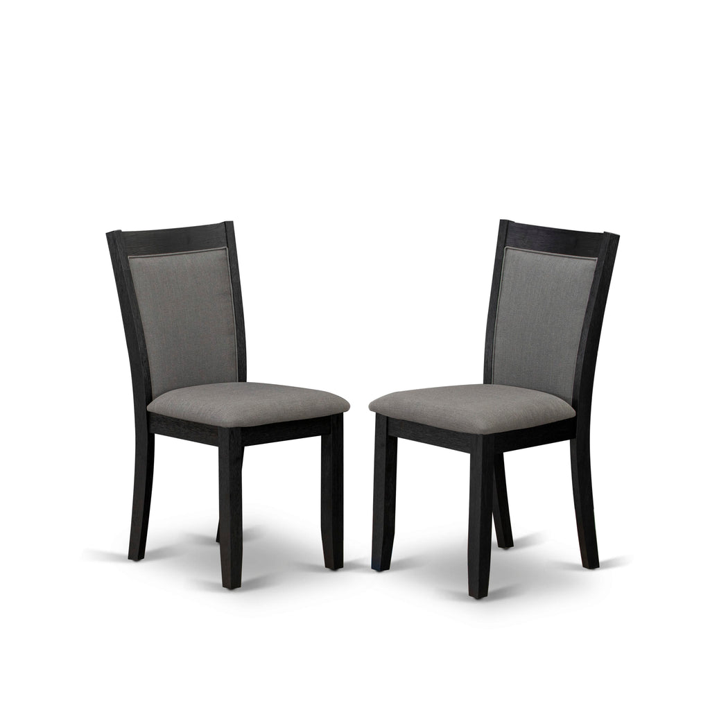 X626MZ150-7 7Pc Dining Room Set - 36x60" Rectangular Table and 6 Parson Dining Chairs - Wirebrushed Black & Linen White Color